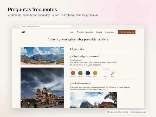 Preguntas frecuentes para los invitados: vestimenta, cómo llegar, hospedaje