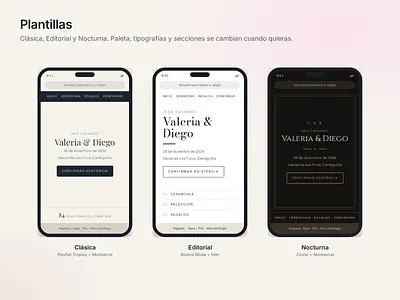 Plantillas Clásica, Editorial y Nocturna