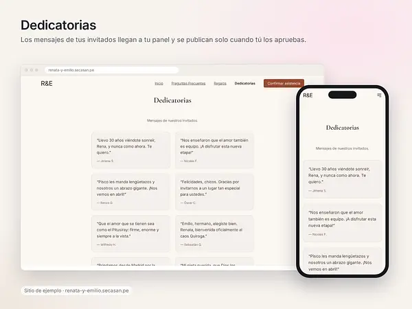 Dedicatorias: se publican solo las que tú apruebas
